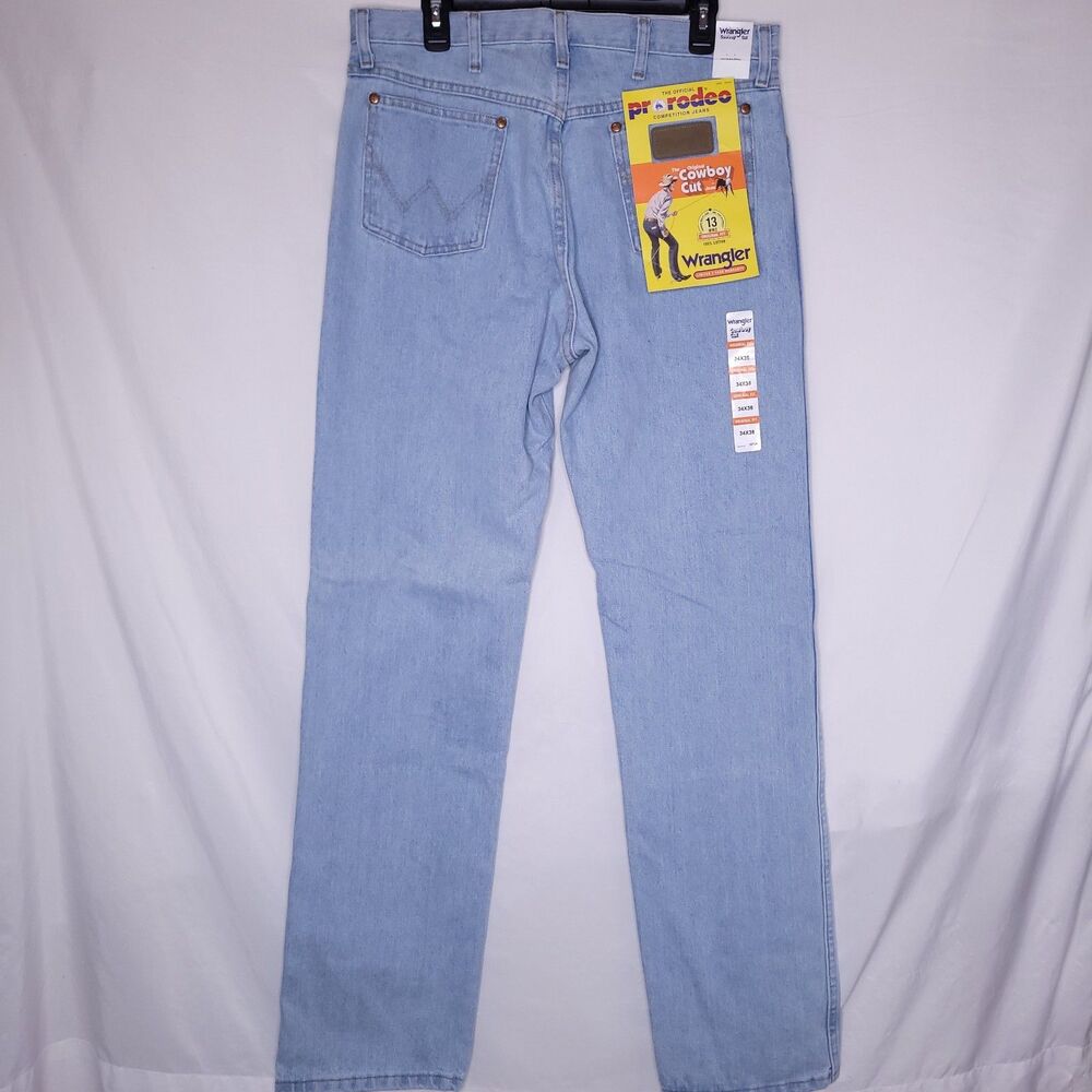 Wrangler Pro Rodeo Jeans Mens 34x36 Light Wash Cowboy Cut NWT